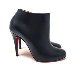 Christian Louboutin Belle 100 Ankle Boots Calf Leather Black Red-Sole Size 38